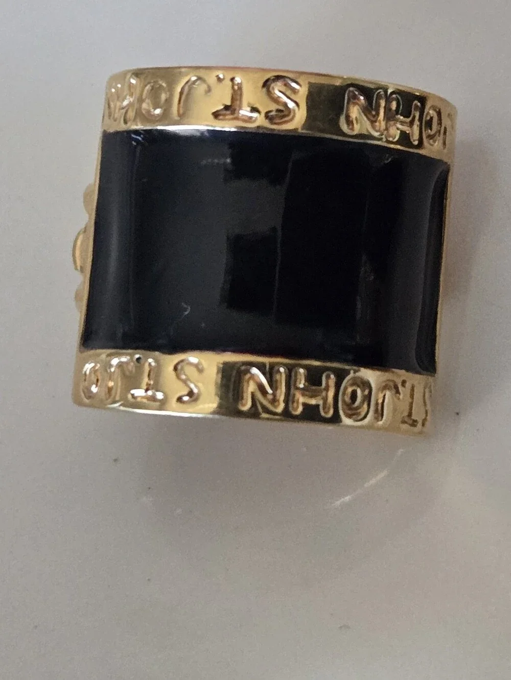 ST JOHN Gold-Tone Black Enamel Clip-On Earrings